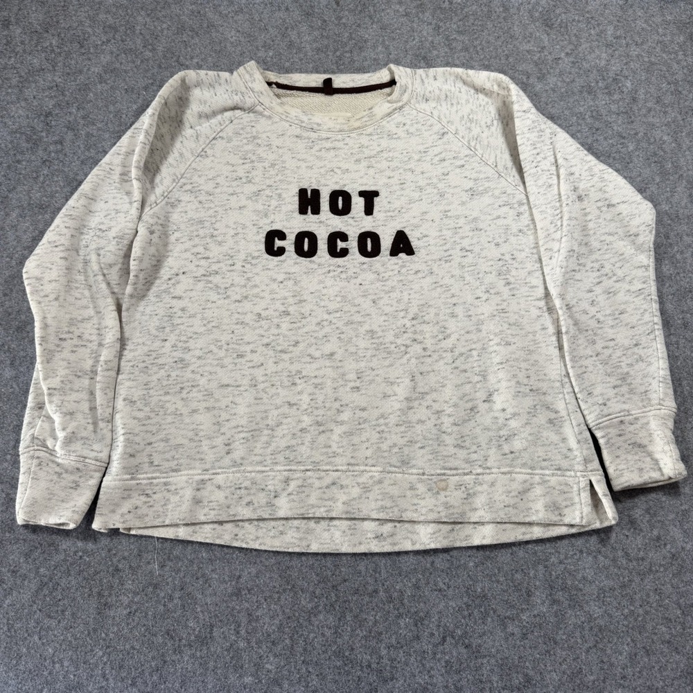Lou & Grey LOFT Hot Cocoa Sweatshirt XS Gray Marled Graphic Fleeceβ